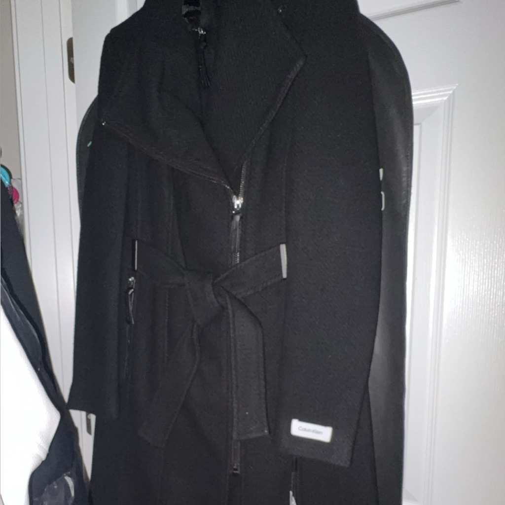 Calvin Klein Full Length Black Coat Xxs